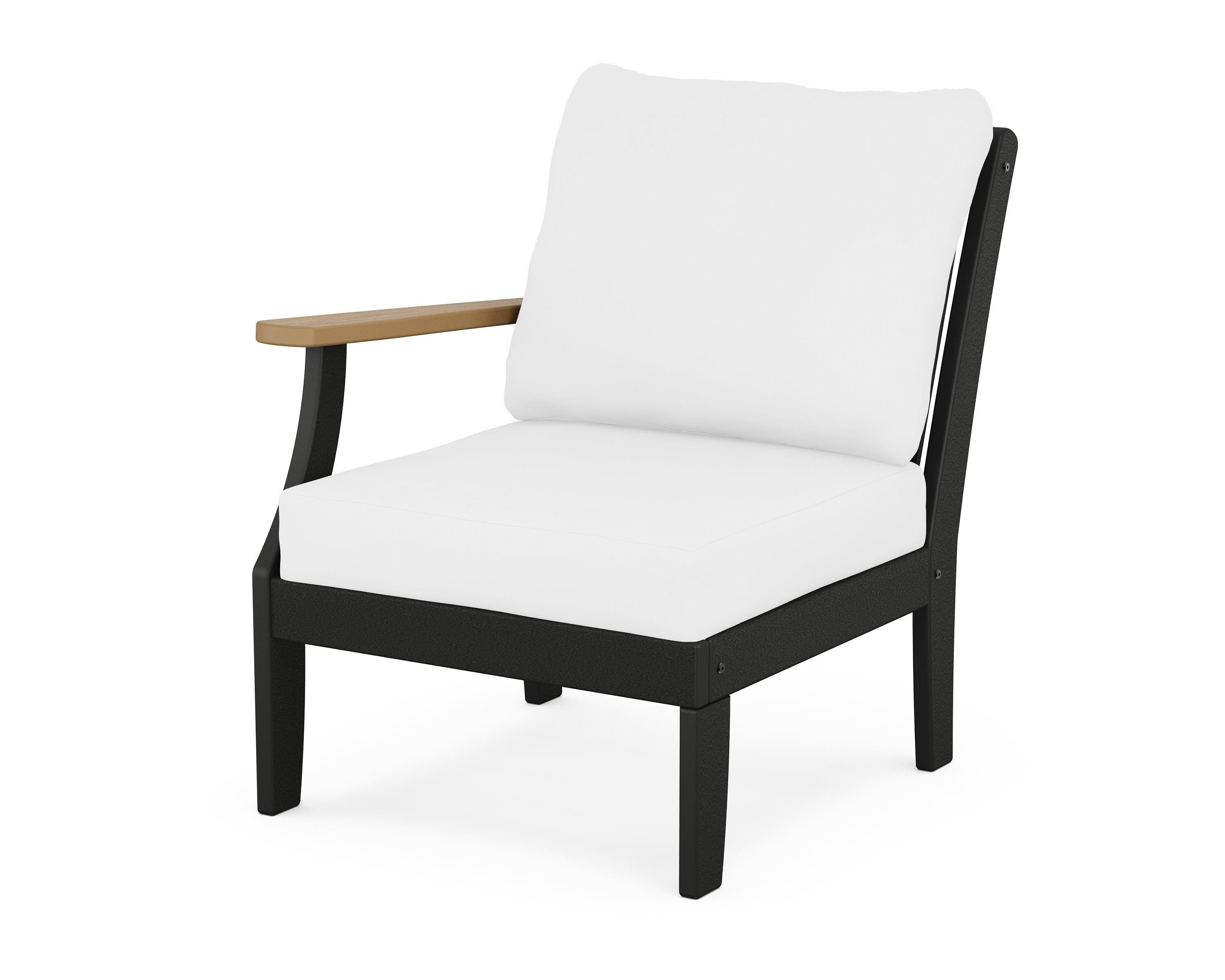 POLYWOOD® Braxton Modular Left Arm Chair in Black / Natural / Natural