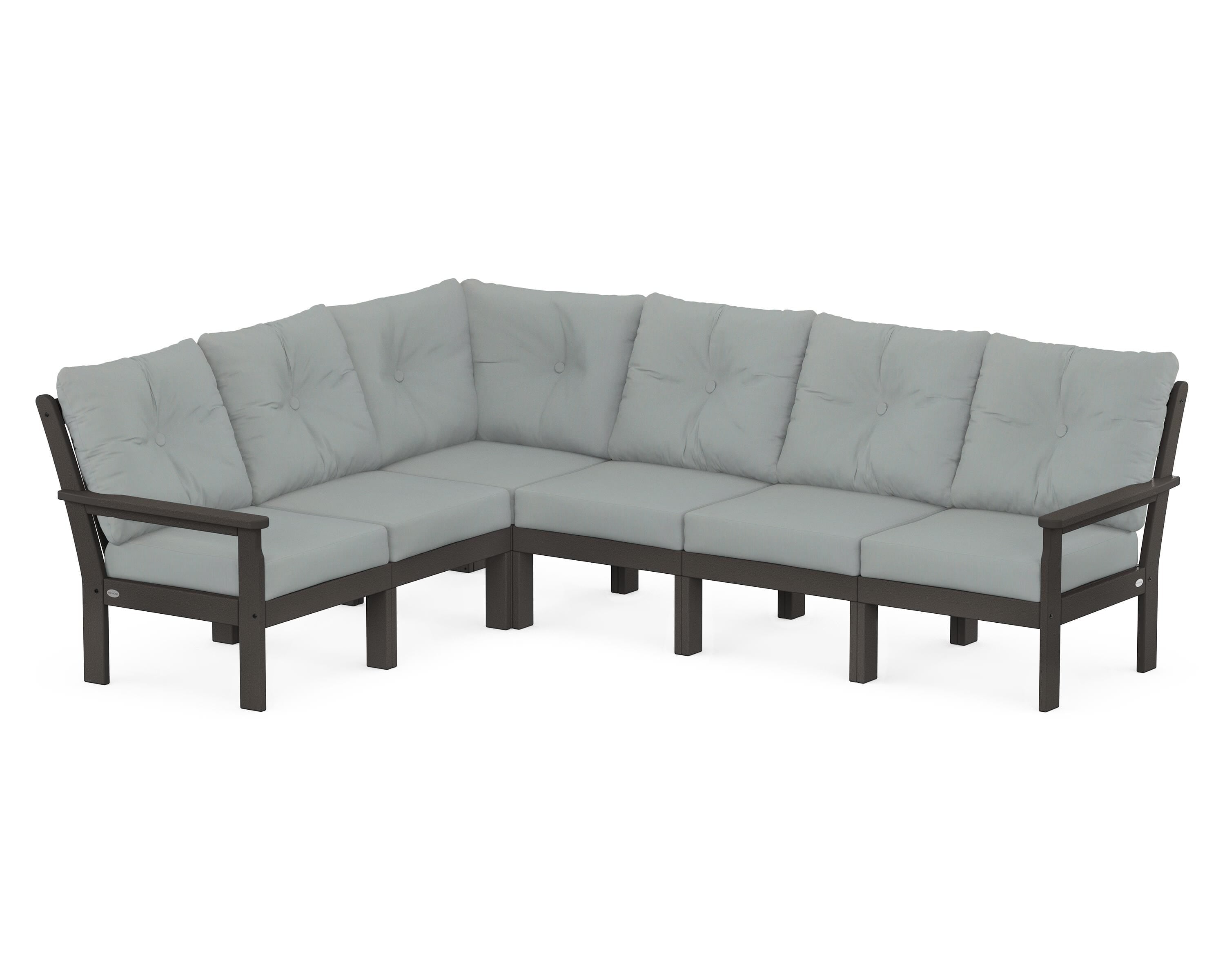 POLYWOOD® Vineyard 6-Piece Sectional in Vintage Coffee / Spa