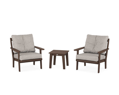 POLYWOOD® Mission 3-Piece Deep Seating Set in Mahogany / Weathered Tweed