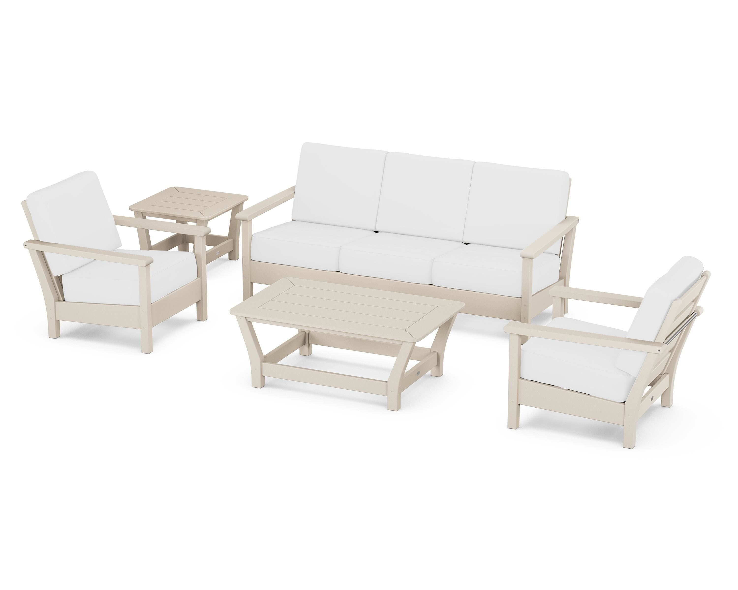 POLYWOOD® Harbour 5-Piece Deep Seating Set in Sand / Natural