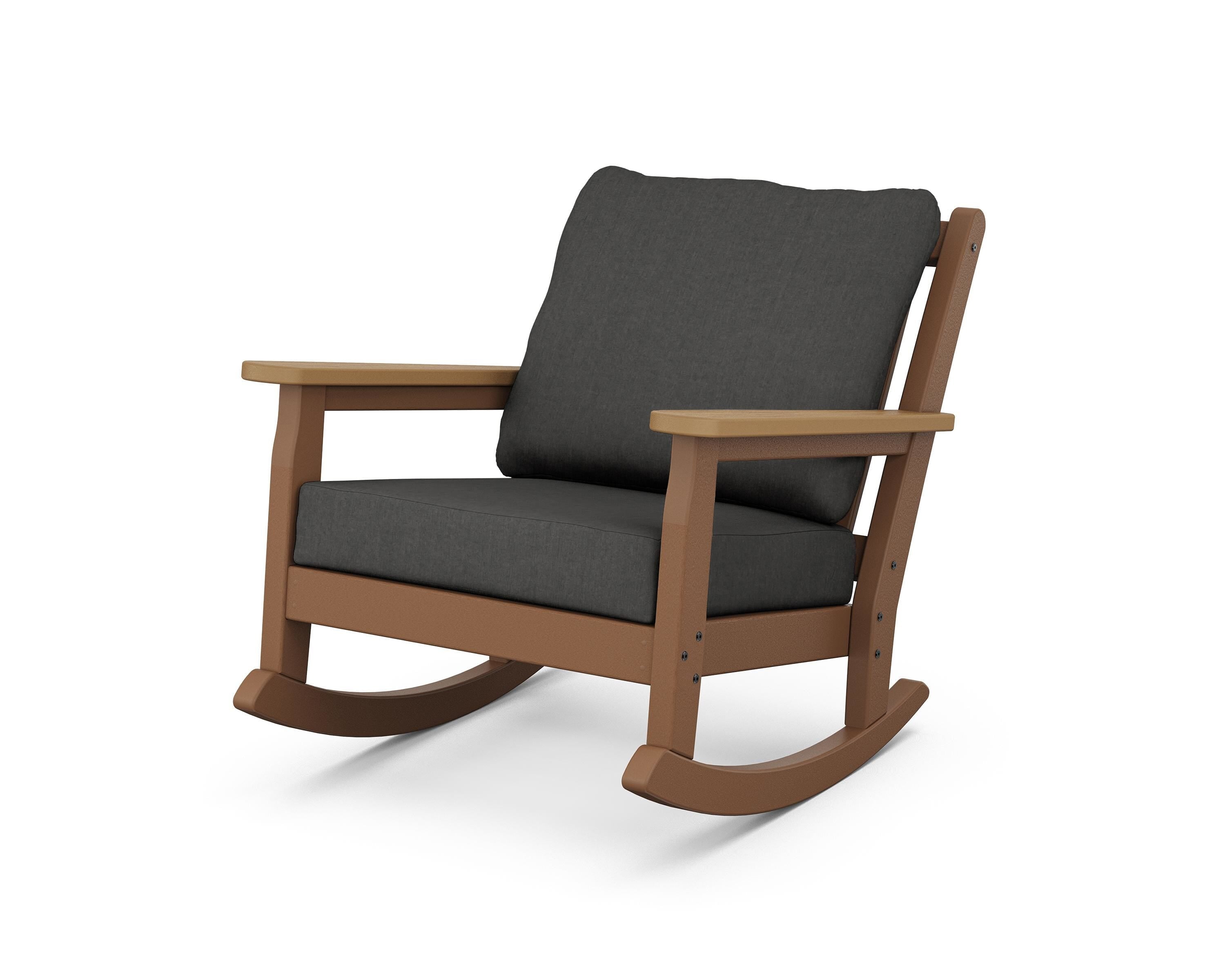 POLYWOOD® Chippendale Deep Seating Rocking Chair in Teak / Natural / Spectrum Carbon