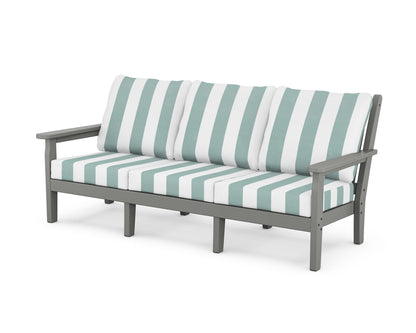 POLYWOOD® Chippendale Deep Seating Sofa in Slate Grey / Cabana Stripe Glacier Spa
