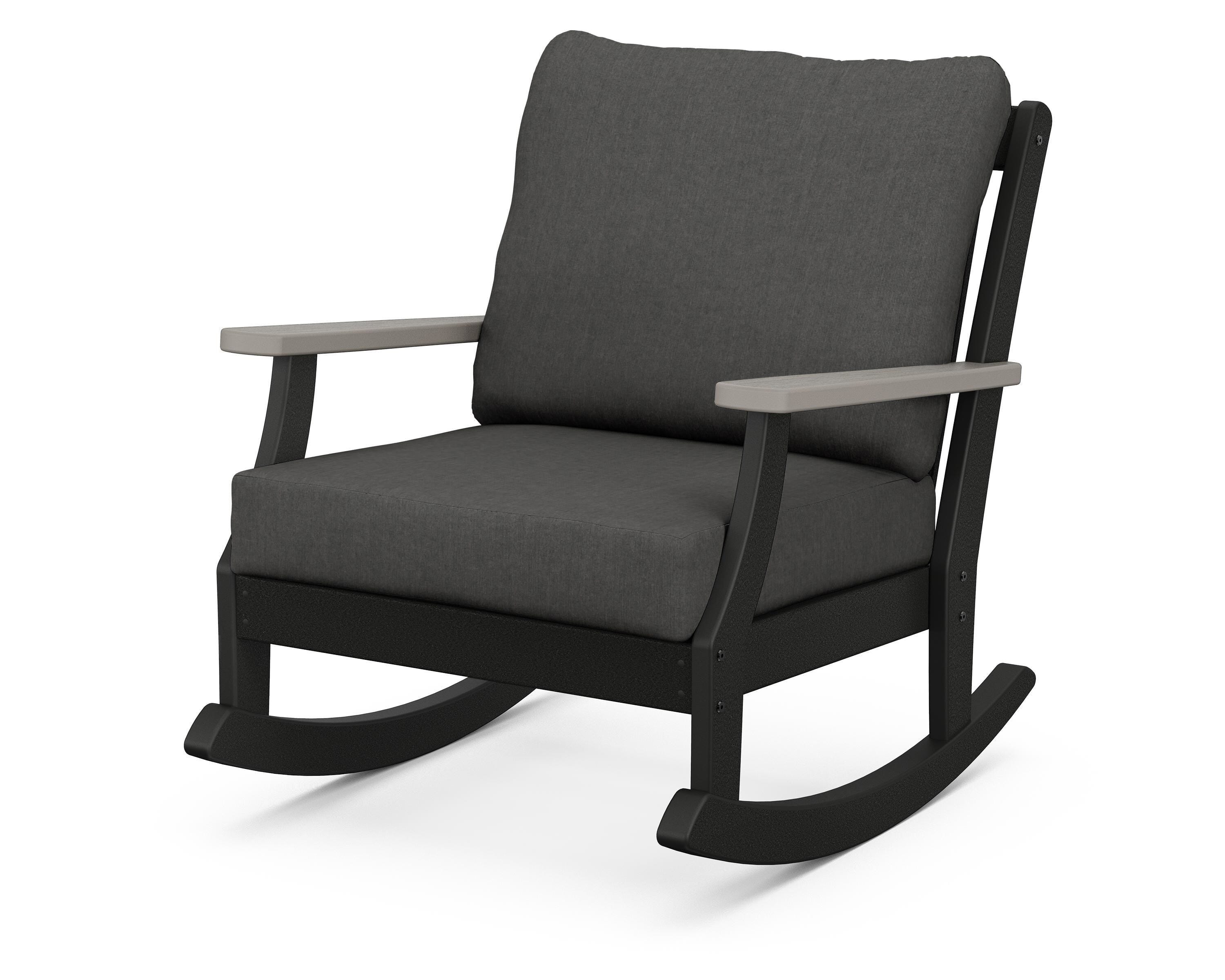 POLYWOOD® Braxton Deep Seating Rocking Chair in Black / Driftwood / Spectrum Carbon