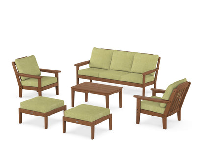 Country Living Cottage 6-Piece Lounge Sofa Set in Teak / Chartreuse Boucle