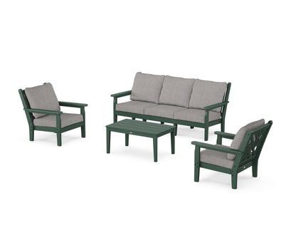 POLYWOOD® Chippendale 4-Piece Deep Seating Set with Sofa in Green / Grey Mist