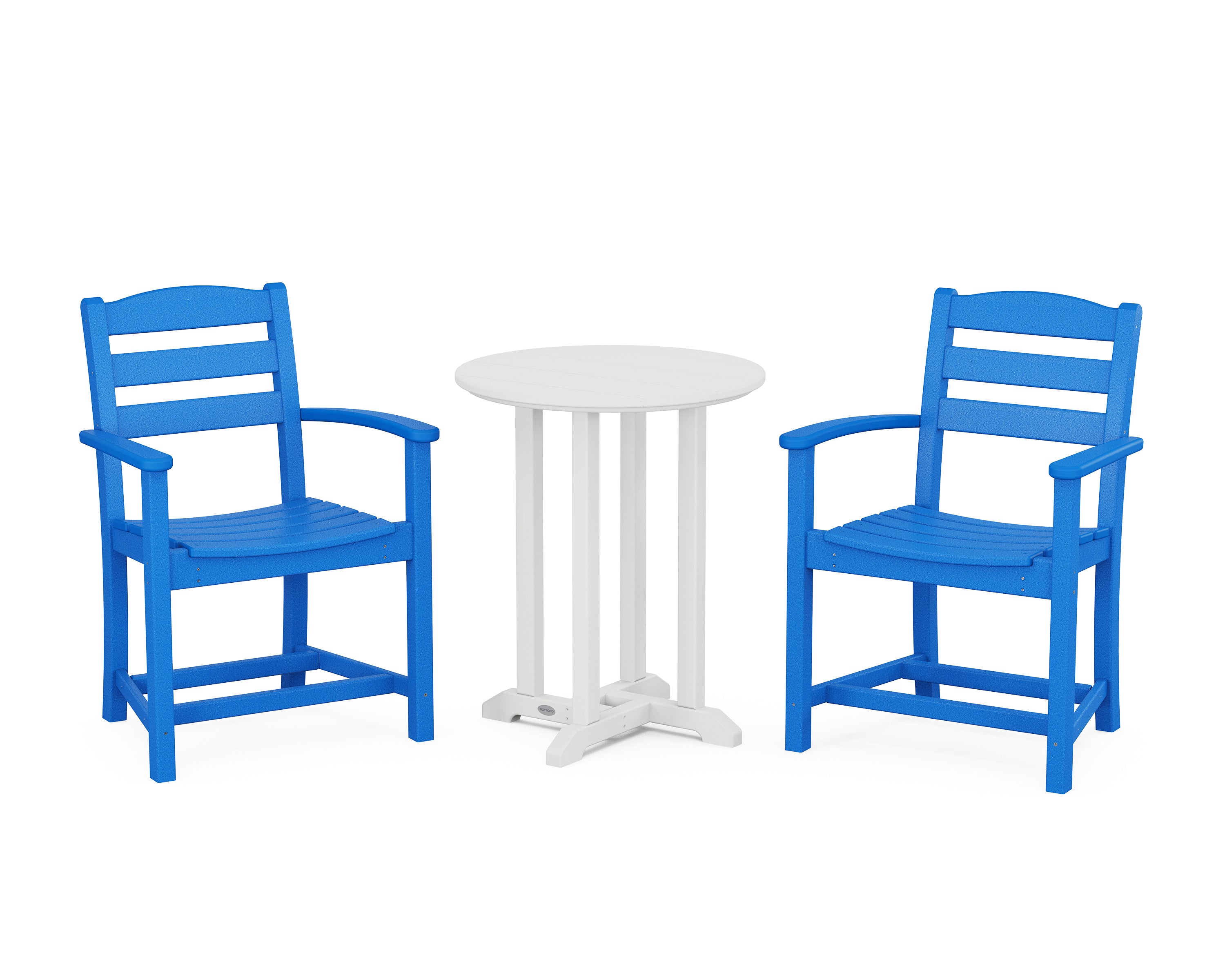 POLYWOOD® La Casa Café 3-Piece Round Bistro Dining Set in Pacific Blue / White