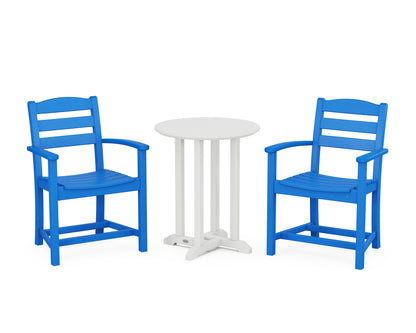 POLYWOOD® La Casa Café 3-Piece Round Bistro Dining Set in Pacific Blue / White