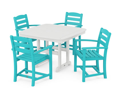 POLYWOOD® La Casa Café 5-Piece Dining Set with Trestle Legs in Aruba / White