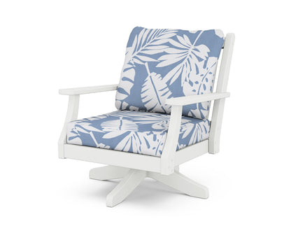 Country Living Wovendale Deep Seating Swivel Chair in White / Leaf Sky Blue