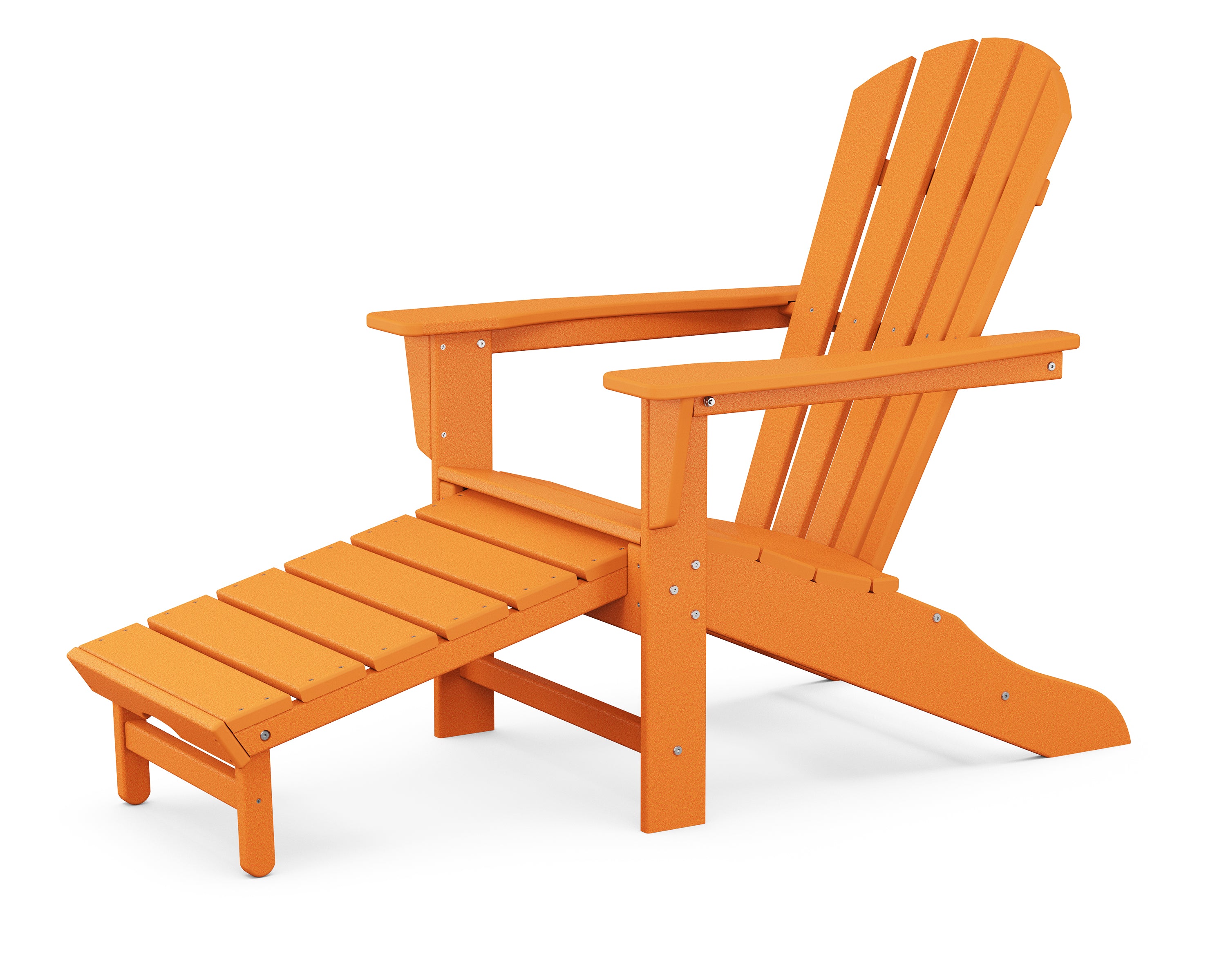 POLYWOOD® Palm Coast Ultimate Adirondack with Hideaway Ottoman in Tangerine