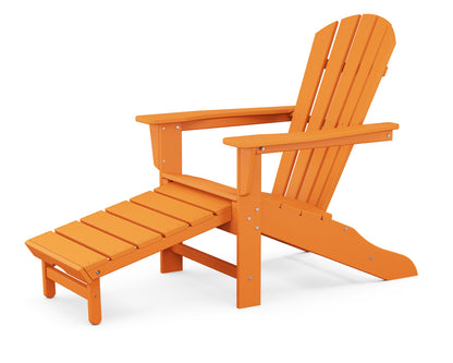 POLYWOOD® Palm Coast Ultimate Adirondack with Hideaway Ottoman in Tangerine