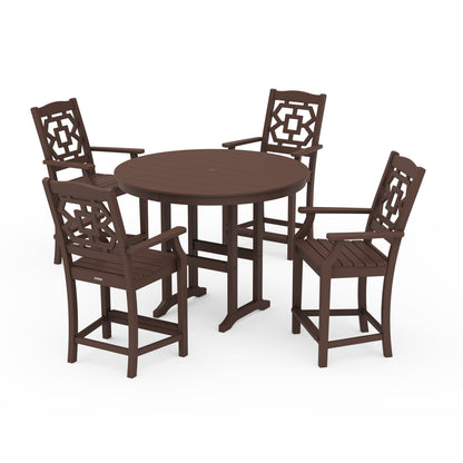 Chinoiserie 5-Piece Round Farmhouse Counter Set