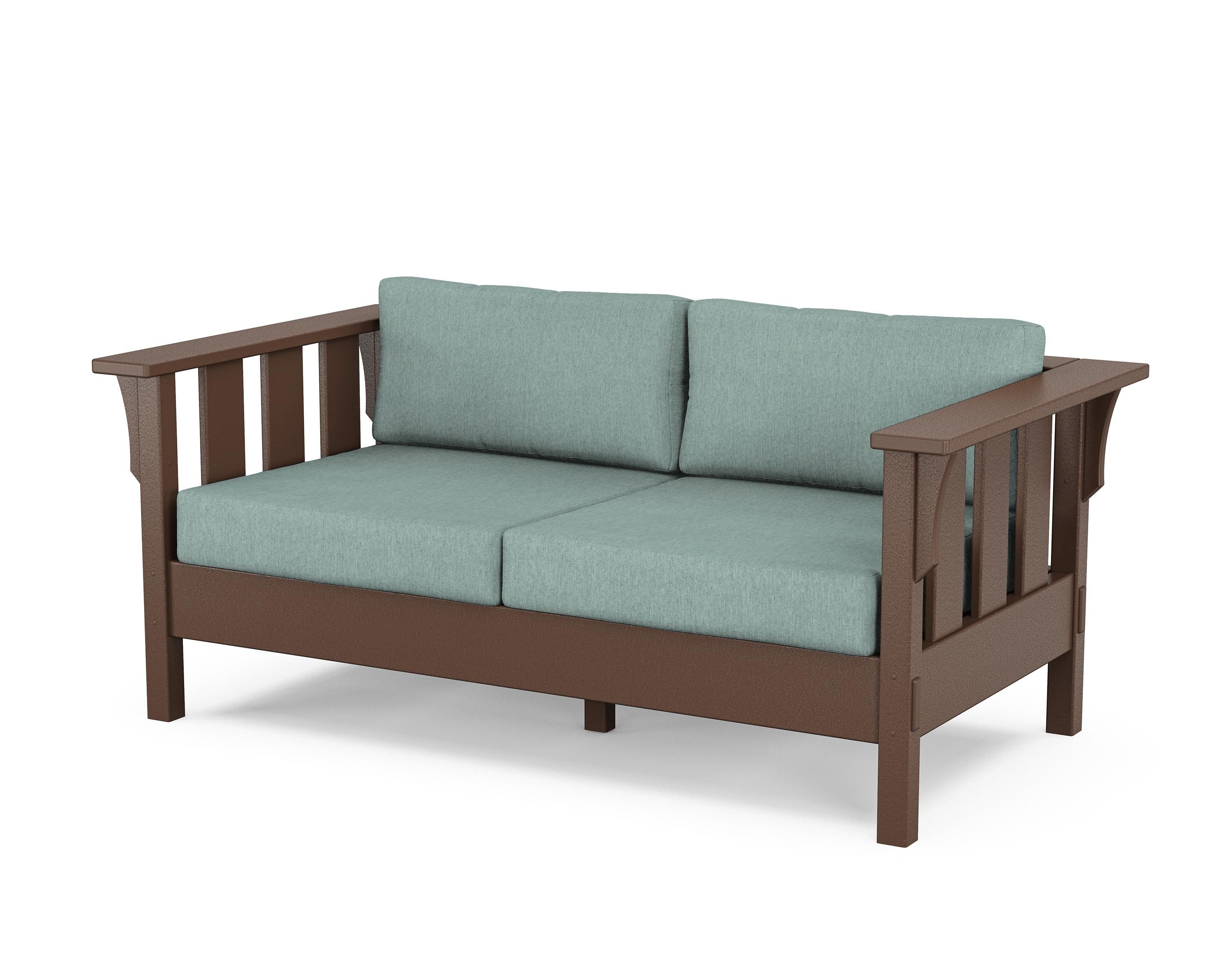 Martha Stewart by POLYWOOD® Acadia Deep Seating Loveseat in Mahogany / Glacier Spa