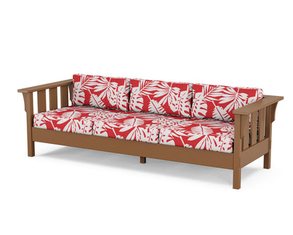 Martha Stewart by POLYWOOD® Acadia Deep Seating Sofa in Teak / Leaf Crimson