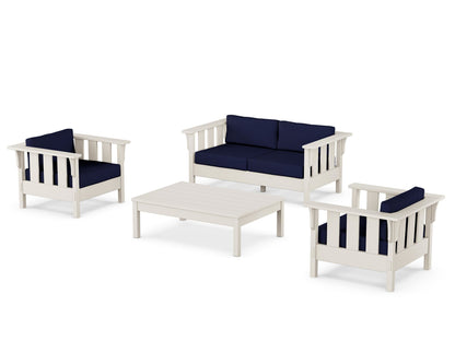 Martha Stewart by POLYWOOD® Acadia 4-Piece Deep Seating Set with Loveseat in Sand / Navy