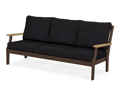 POLYWOOD® Braxton Deep Seating Sofa in Mahogany / Natural / Midnight Linen