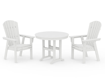POLYWOOD® Nautical Adirondack 3-Piece Round Dining Set in White