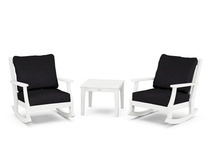 Country Living Wovendale 3-Piece Deep Seating Rocker Set in White / Midnight Linen