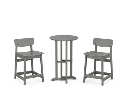 POLYWOOD® Modern Studio Urban Lowback 3-Piece Bistro Counter Set in Slate Grey
