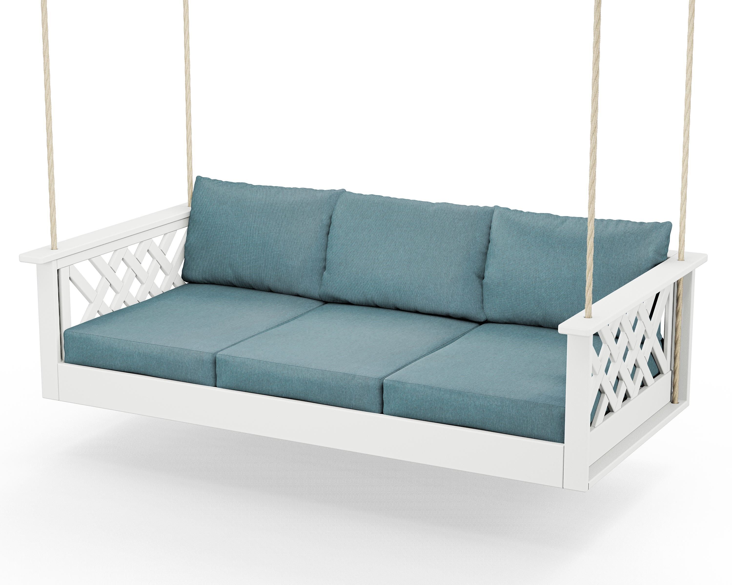Country Living Wovendale Daybed Swing in White / Ocean Teal