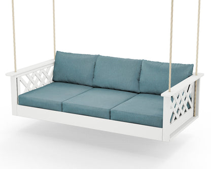 Country Living Wovendale Daybed Swing in White / Ocean Teal