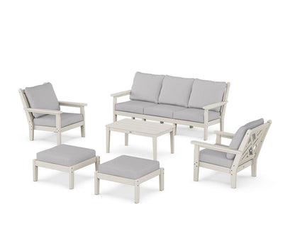 POLYWOOD® Chippendale 6-Piece Lounge Sofa Set in Sand / Granite