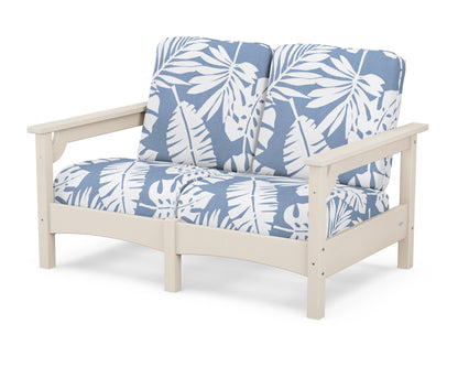 POLYWOOD® Club Loveseat in Sand / Leaf Sky Blue