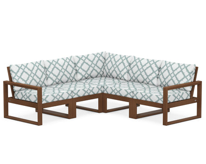 POLYWOOD® EDGE 5-Piece Modular Deep Seating Set in Teak / Trellis Glacier Spa