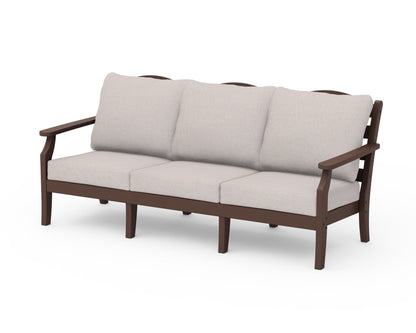 Draper James™ by  POLYWOOD® Savannah Deep Seating Sofa in Mahogany / Dune Burlap
