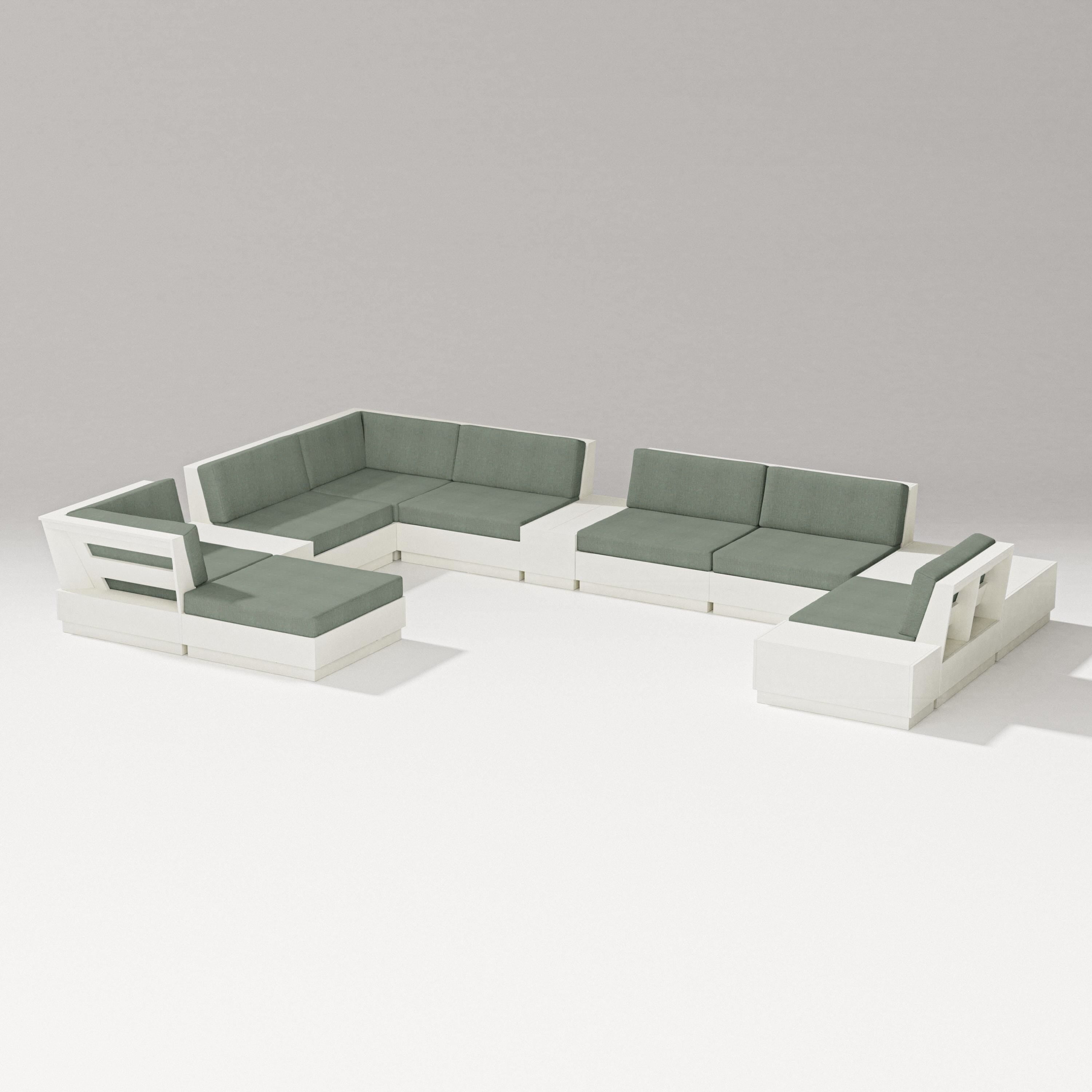 PW Designer Series Elevate 12-Piece Conversation Sectional Set in Vintage White / Cast Sage