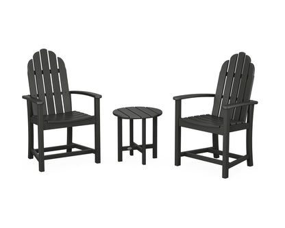 POLYWOOD® Classic 3-Piece Upright Adirondack Chair Set in Black