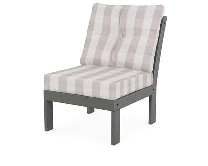 POLYWOOD® Vineyard Modular Armless Chair in Slate Grey / Buffalo Plaid Dune Burlap