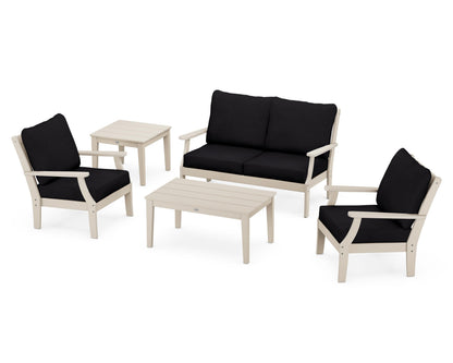 POLYWOOD® Braxton 5-Piece Deep Seating Set in Sand / Midnight Linen