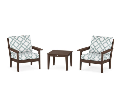 Country Living Cottage 3-Piece Deep Seating Set in Mahogany / Trellis Glacier Spa