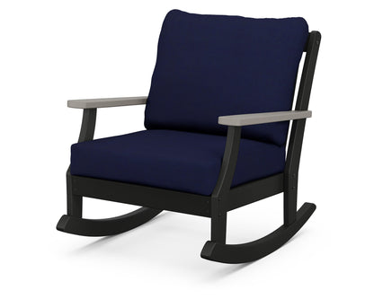 POLYWOOD® Braxton Deep Seating Rocking Chair in Black / Driftwood / Navy