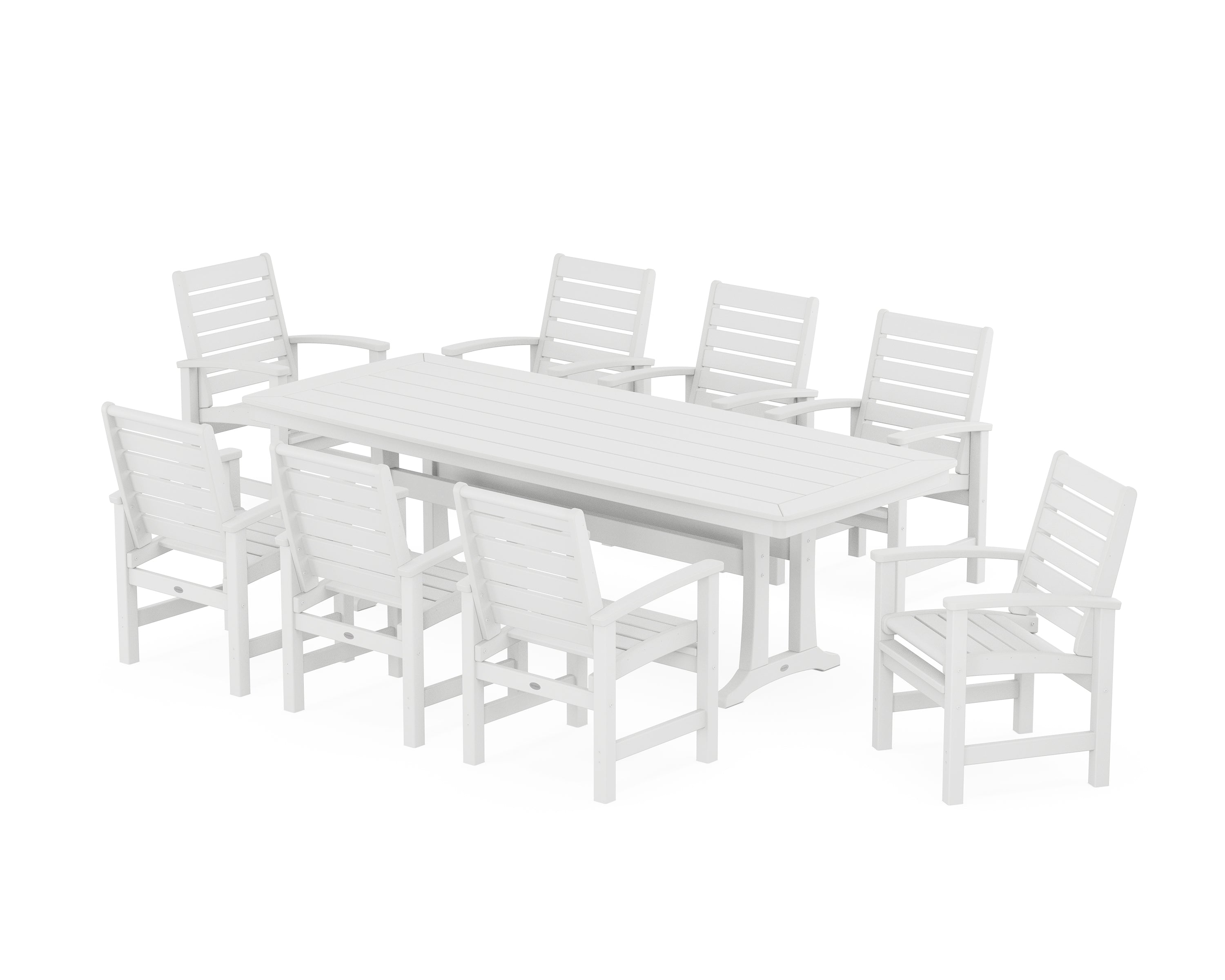 POLYWOOD® Signature 9-Piece Dining Set with Trestle Legs in White