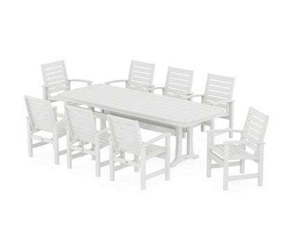 POLYWOOD® Signature 9-Piece Dining Set with Trestle Legs in White