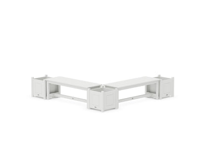 POLYWOOD® 48" Country Living L- Shaped Planter Bench Corner Set in White