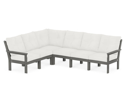POLYWOOD® Vineyard 6-Piece Sectional in Slate Grey / Natural Linen