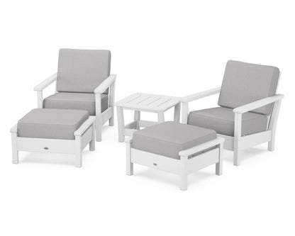 POLYWOOD® Harbour 5-Piece Deep Seating Chair Set in White / Granite