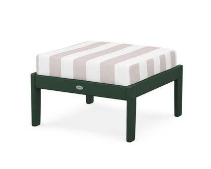 POLYWOOD® Braxton Deep Seating Ottoman in Green / Cabana Stripe Dune Burlap