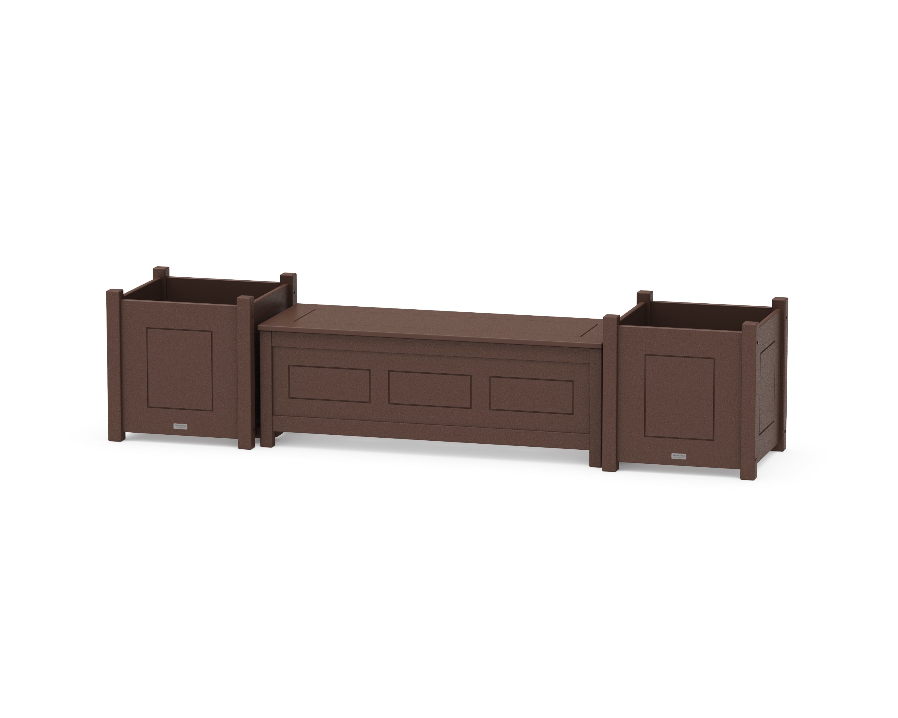 Country Living 48" Country Living Straight Planter Storage Bench Set- Large in Mahogany