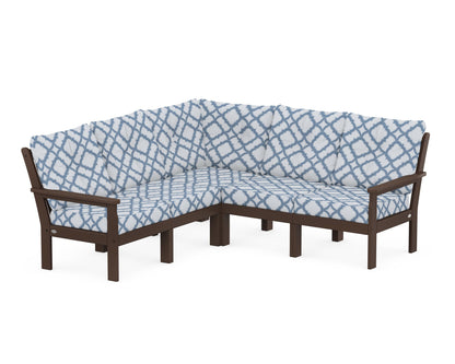 POLYWOOD® Vineyard 5-Piece Sectional in Mahogany / Trellis Sky Blue