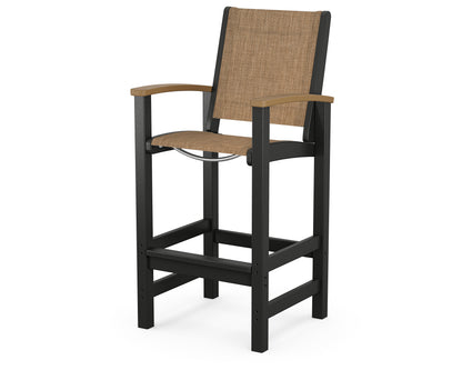 POLYWOOD® Coastal Bar Chair in Black / Natural / Burlap Sling