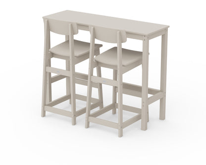 POLYWOOD® Modern Studio Urban Bar Chair 3-Piece Balcony Set in Sand