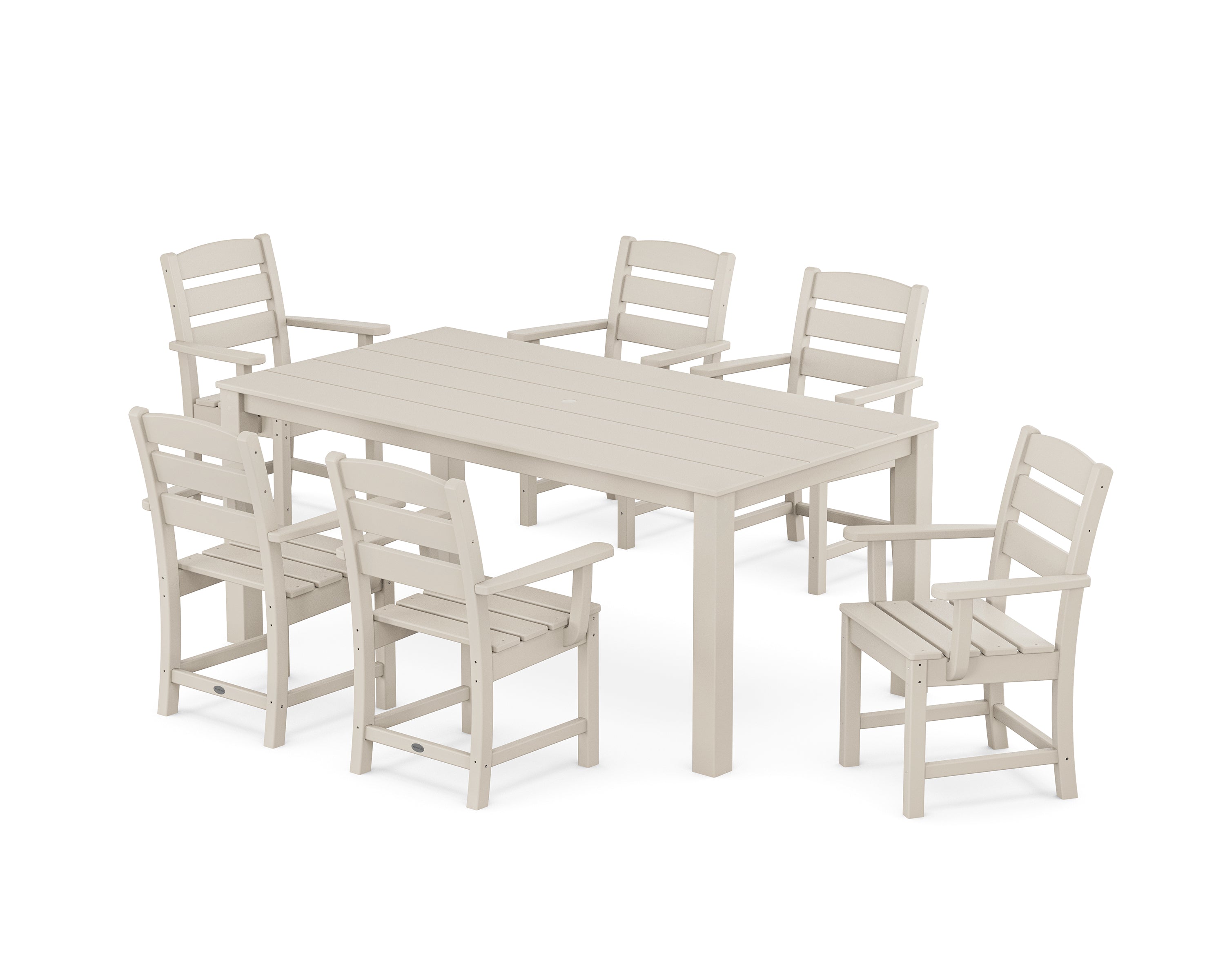 POLYWOOD® Lakeside Arm Chair 7-Piece Parsons Dining Set in Sand