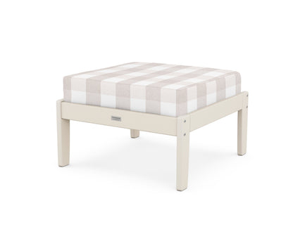 Country Living Cottage Deep Seating Ottoman in Sand / Buffalo Plaid Dune Burlap