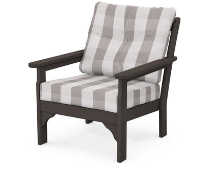 POLYWOOD® Vineyard Deep Seating Chair in Vintage Coffee / Buffalo Plaid Grey Mist