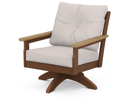 POLYWOOD® Vineyard Deep Seating Swivel Chair in Teak / Natural / Dune Burlap