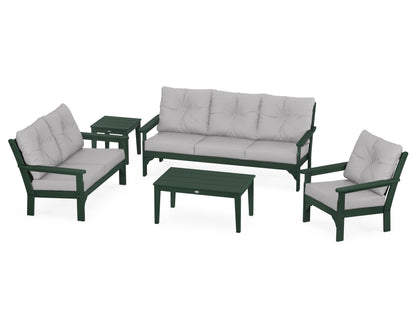 POLYWOOD® Vineyard 5 Piece Deep Seating Set in Green / Granite